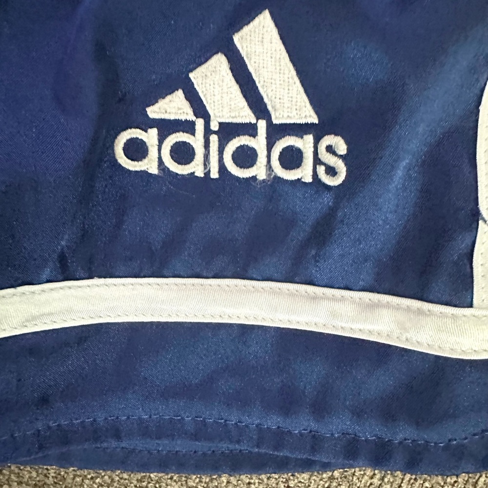 Adidas Navy Blue Satin 3 Stripe Soccer Athletic Shorts Sz. L - Picture 6 of 9
